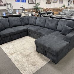 Black Sofa Sectional Sleeper & Storage