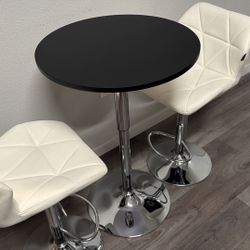 3 Piece Adjustable Round Table W/ 2 Swivel Stools 