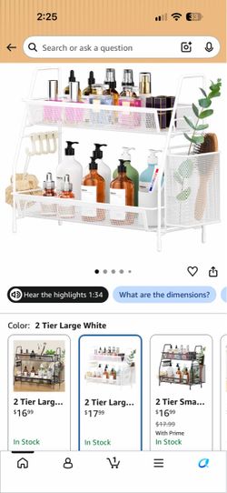 2-Tier Large White Countertop Organizer Rack