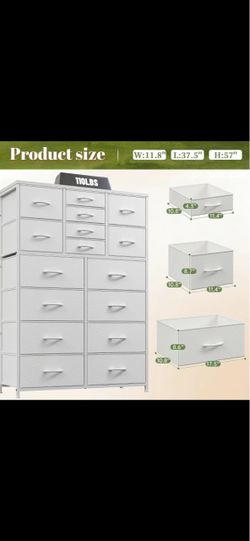 Unopened box 16 drawers  white with wooden top