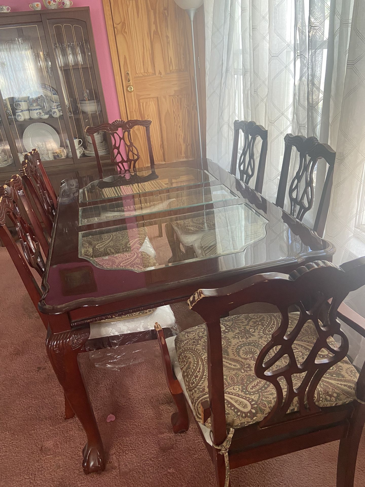 Glass & Wood Dining Table Set