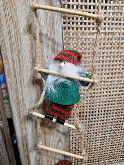 Gnomes on ladder Holiday Christmas decor