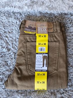 Weatherproof Vintage Fleece-Lined Stretch Canvas Pants 32x30