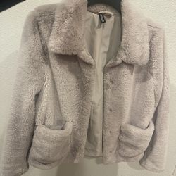 Divided H&M Blush Faux Fur Bomber Jacket - Size Small Women's