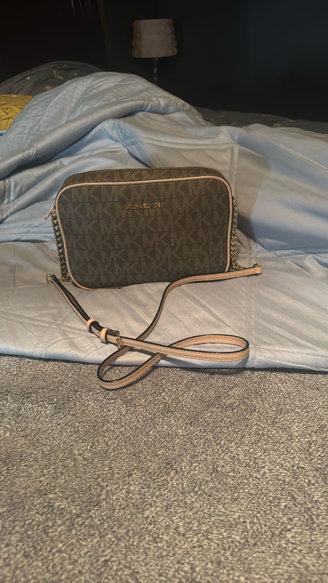 Michael Kors Jet Set Largo Logo Crossbody, Brown with Gold Hardware