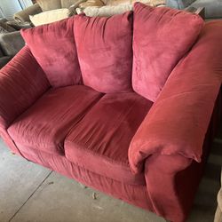 Red Microfiber Loveseat- FREE DELIVERY 