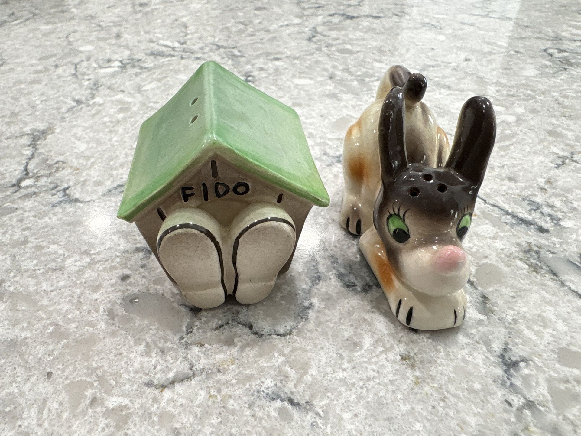 Vintage 1950s Fido Dog House Salt and Pepper Shakers