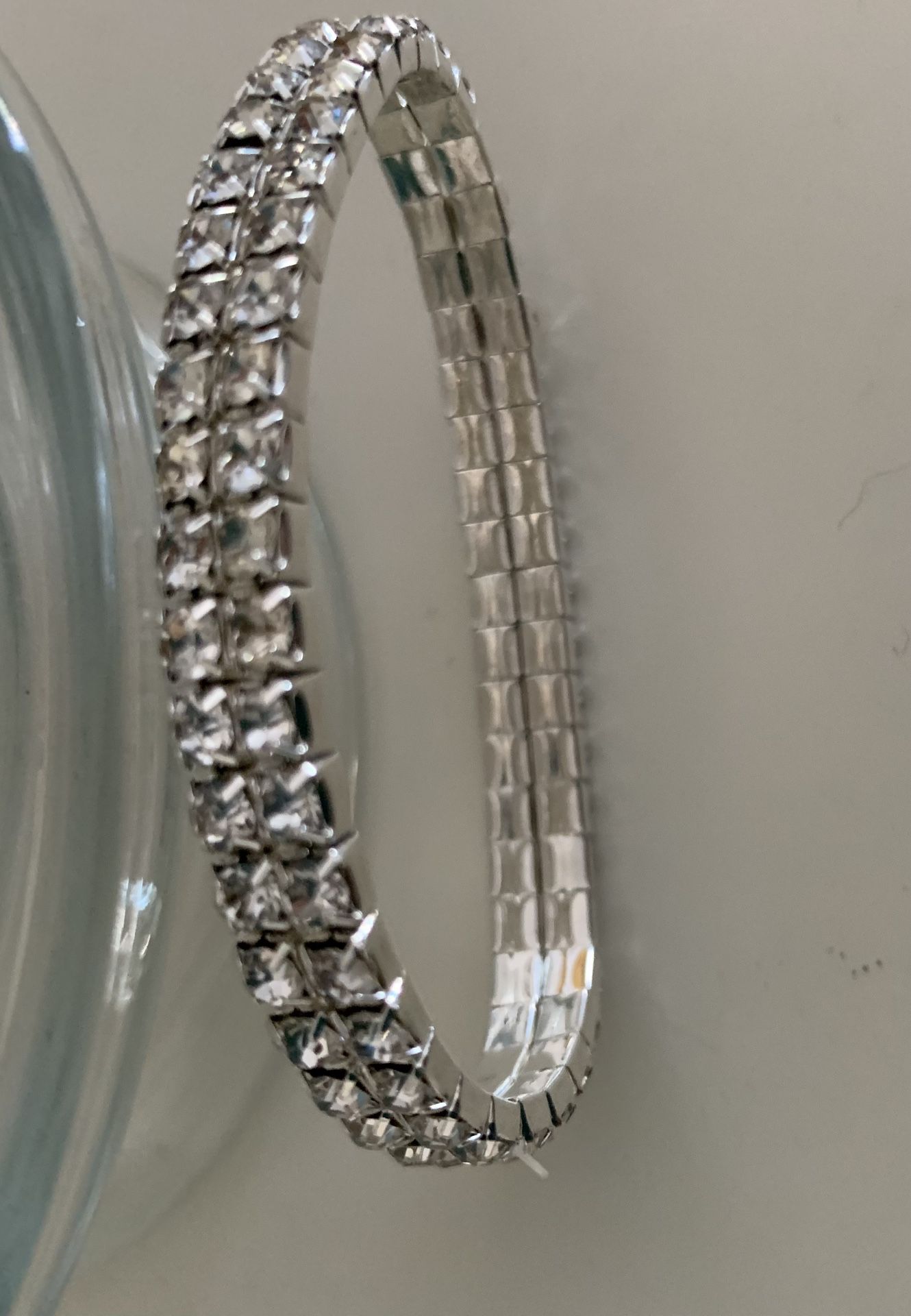Crystal Stretch Silver Base Metal Anklet Or Bracelet