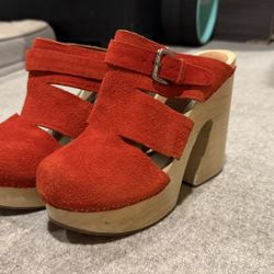 Rachel Comey Red Suede Clogs Size 10