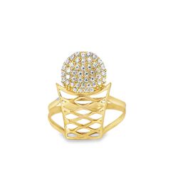10k Yellow Gold Diamond Basketball Ring