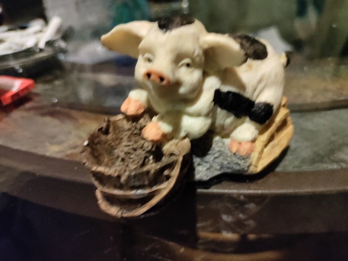 Black And White Pig Figurine 