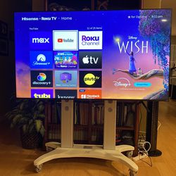 Hisense 75” Smart Roku 4K UHD TV with Rolling Stand