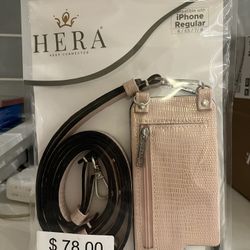 Rose Gold Zippered Crossbody iPhone holder