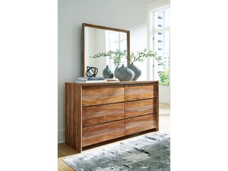 Dressoni 65" Brown 6 Drawer Dresser Dresser and Mirror