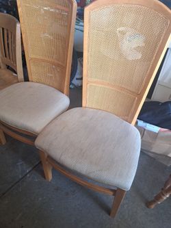 Pair of cream and brown dining chairs #diningroom #chairs