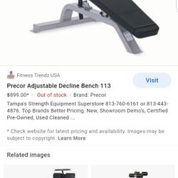 Precor Decline Adjustable Ab Bench $475 Firm Mercedes