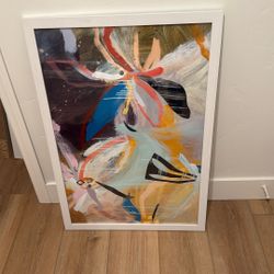 Wall Artwork With White Wood Frame