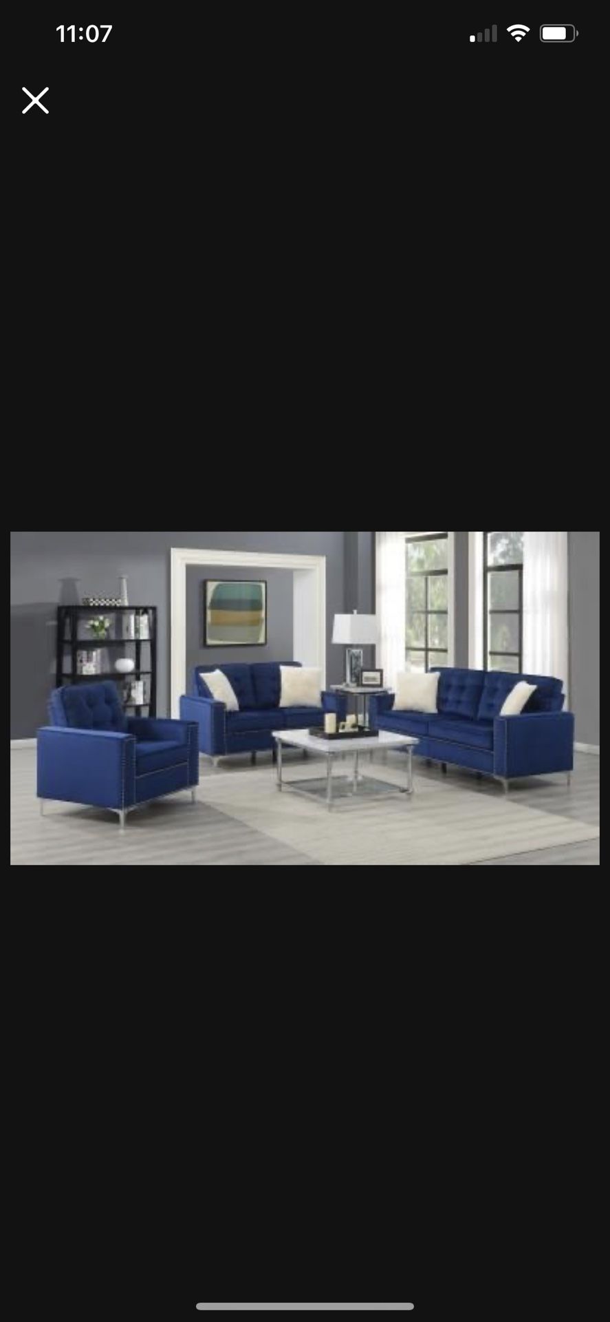 3pc LIVING ROOM SET NEW $1400 PILLOWS INCLUDED