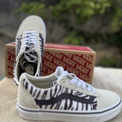 Women’s VANS WARD Satin Tiger Brown/White Size 6.5 with box