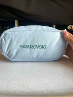 swarovski Light Blue Puffer Cosmetic Pouch with
