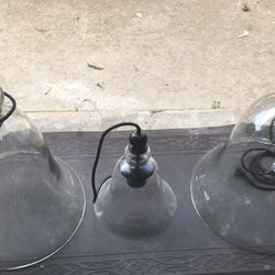 3 Glass  Dome Pendant Light Fixtures 