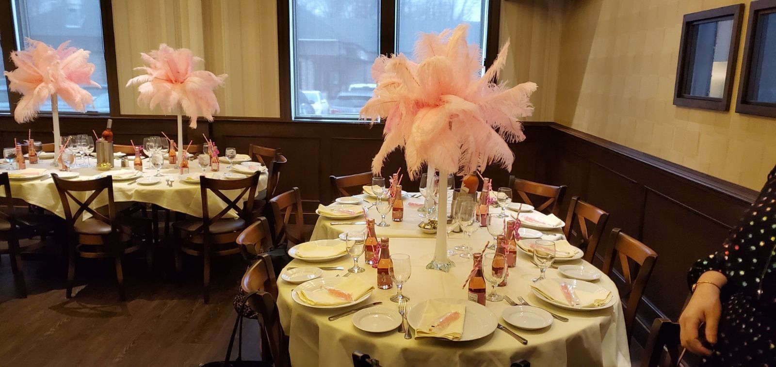 21 Tall Feather Table Centerpieces Pink White