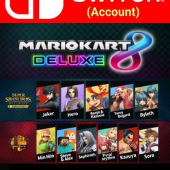 Nintendo Account With Mario Kart 8 Deluxe, Smash Bros Fighter Pass & $20 eShop Credit. 