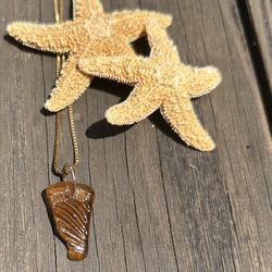 RARE Patterned Sea Glass On 18k Gold Plated Necklace 