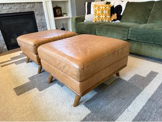 2 Leather Ottomans