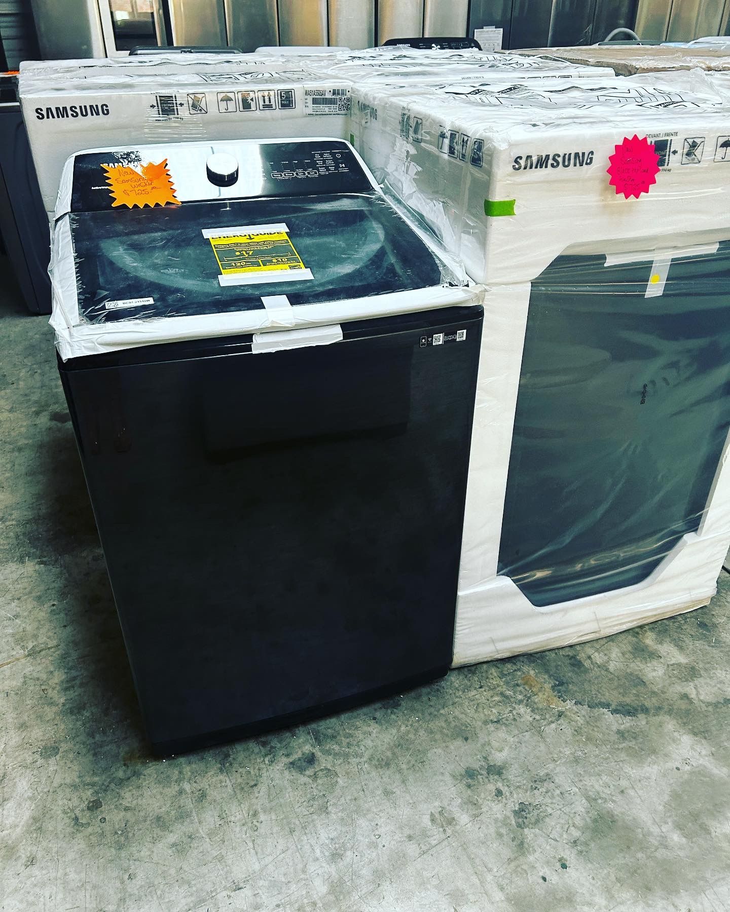 NEW SAMSUNG BLACK TOP LOAD WASHER AND DRYER SET $1450 1 Year Warranty 