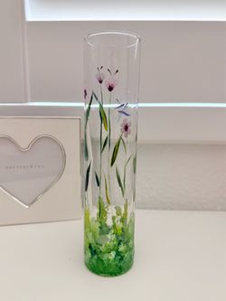 Christine Schneider Hand painted floral bud vase