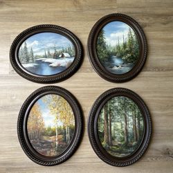 Four Season Oil Painting Art Set Suzanne Muir- 4 Framed Paintings