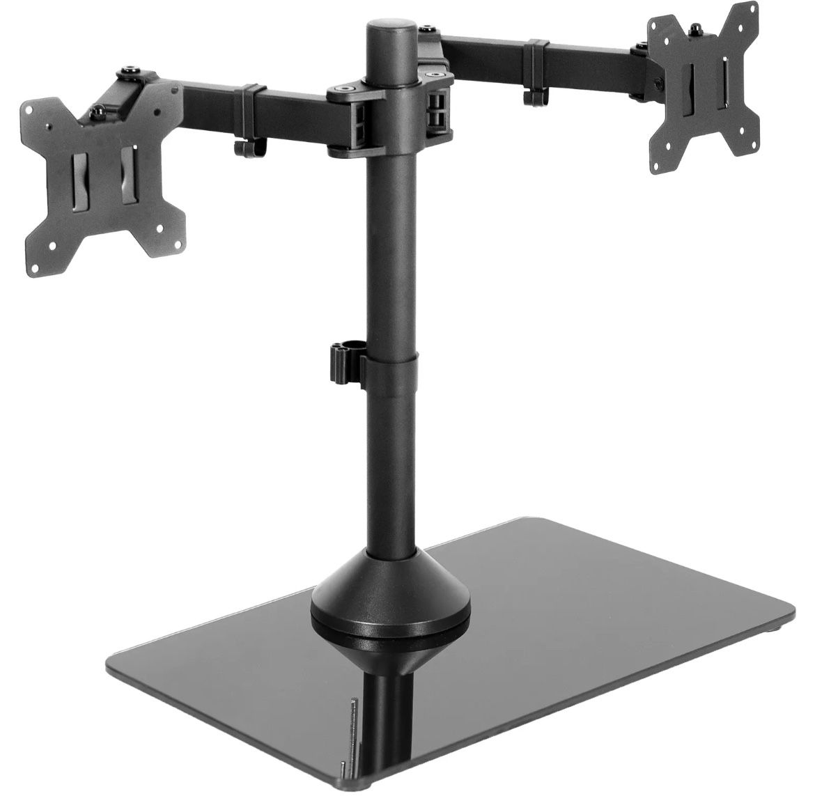 VIVO Dual Monitor Mount w/ Glass Base Stand for 2 Computer Screens up to 32"