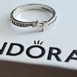 Pandora 925 Sterling Silver Shooting Stars Sparkling CZ Band Ring Size 7