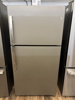 GE 21.9 cu. ft. Top Freezer Refrigerator in Slate, Fingerprint Resistant, Garage Ready