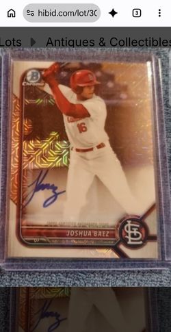 Joshua Baez Bowman Chrome Autograph Baseball Card