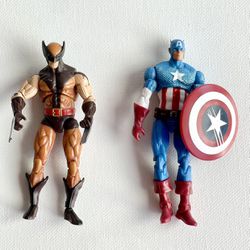 Wolverine & Captain America Marvel Figures Approx  4”H - Sold As Set $30