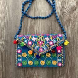 New With No Tag Blue/green  Background Colorful  Embodied Purse /Clutch  