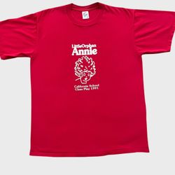 Little Orphan Annie vintage red California school class play 1991 tshirt Size XL