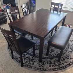 Dining Table, Chairs and Bench Set