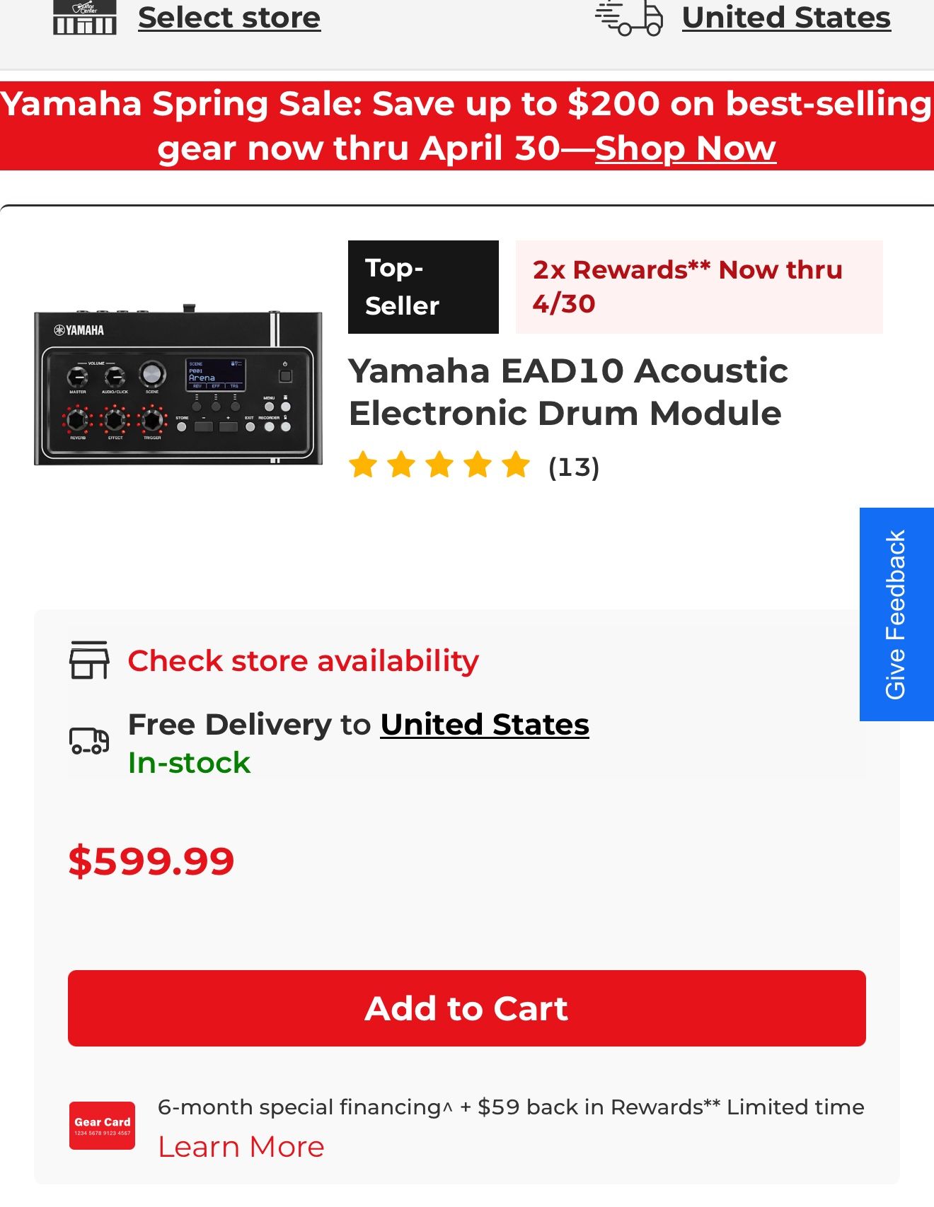 Yamaha Ead10 Acoustic Electronic Drum Module