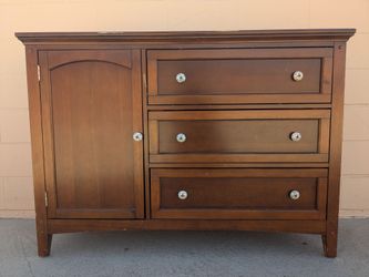 Wood Dresser with Cabinet and 3 Drawers