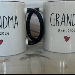 VLUG EST 2024 Promoted To Grandparents Mug Gifts for Grandma Grandpa, Grandma Grandpa