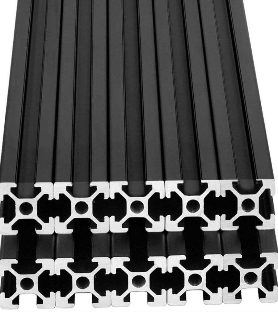10pcs 48inch T Slot 2020 Aluminum Extrusion European Standard Anodized Linear Rail for 3D Printer Parts and CNC DIY 1220mm Black(48inch)