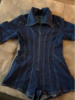 Jean short romper