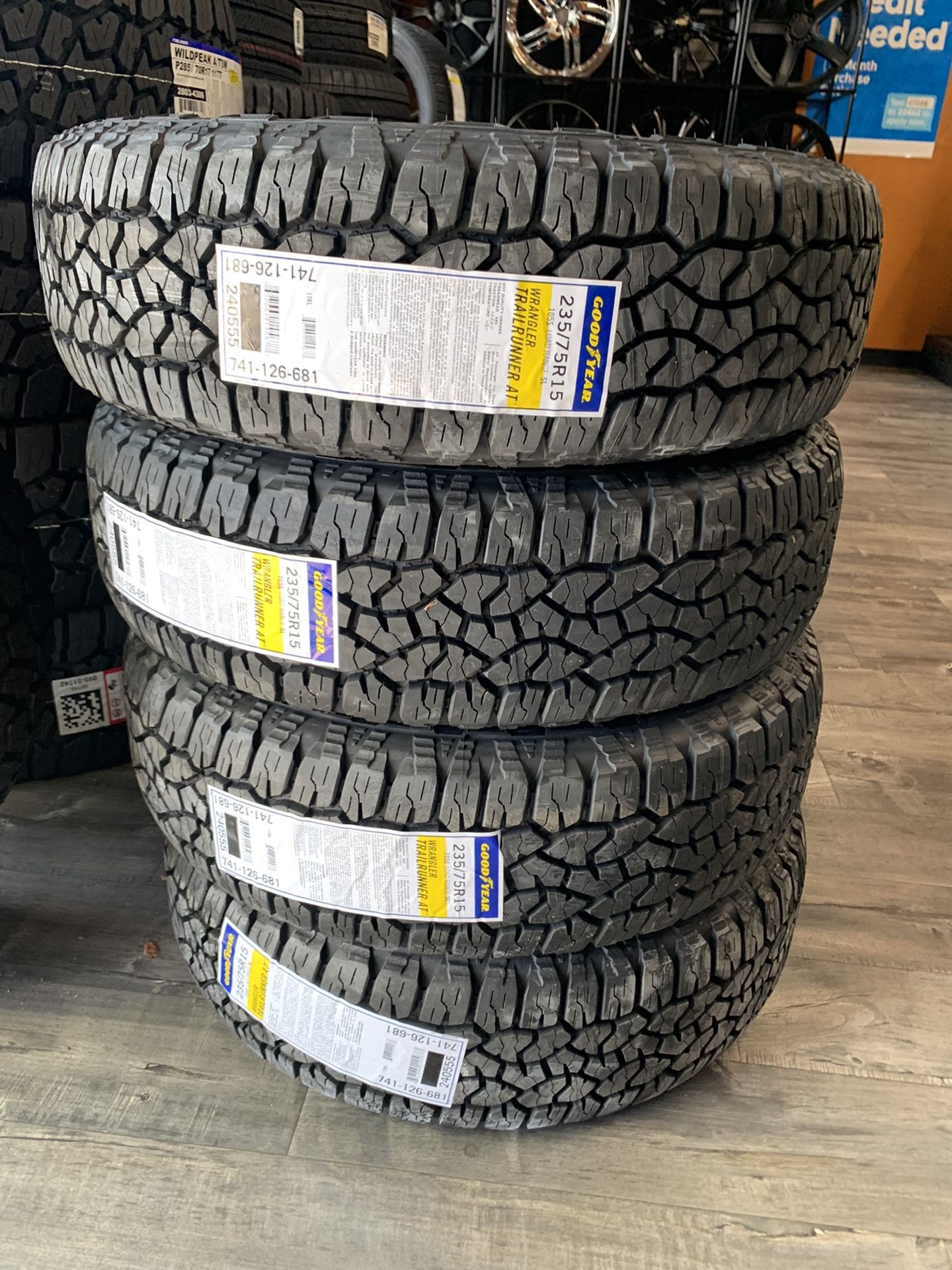 New Tire 235/75R15 Goodyear Wrangler TrailRunner A/T 105S Set Of 4 Tires We  Finance 50 Down 235/75/15 llantas for Sale in San Jose, CA - OfferUp