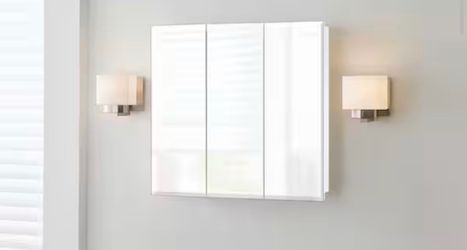 New Glacier Bay 30 in. W x 30 in. H Tri-View Frameless Surface Mount Bathroom Medicine Cabinet