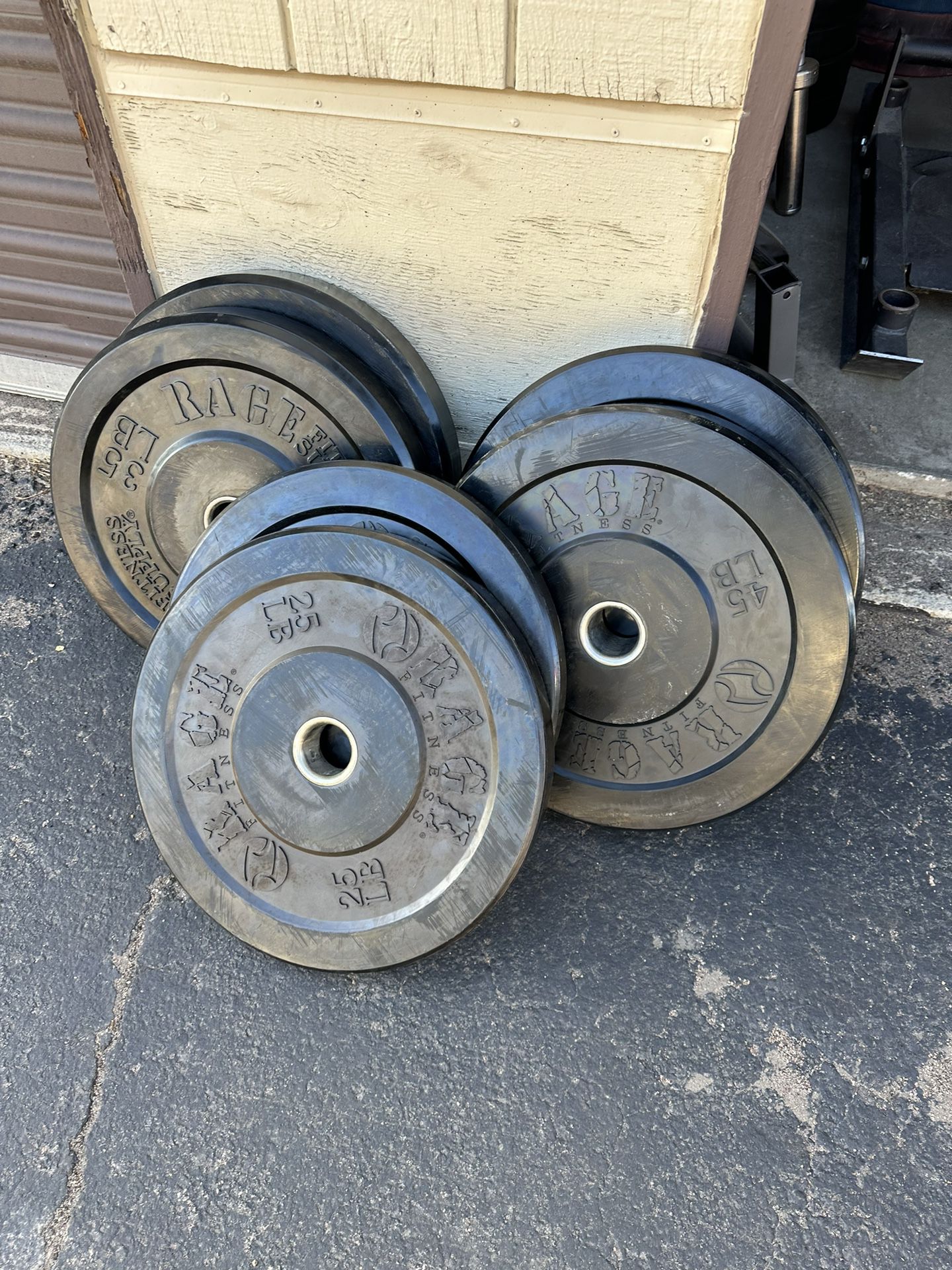 210lb Rage olympic rubber bumper weight set