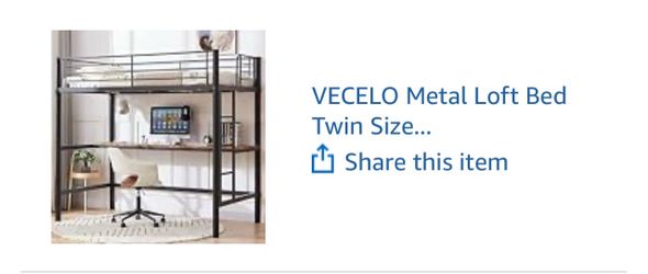 Twin loft bunk bed with desk - black