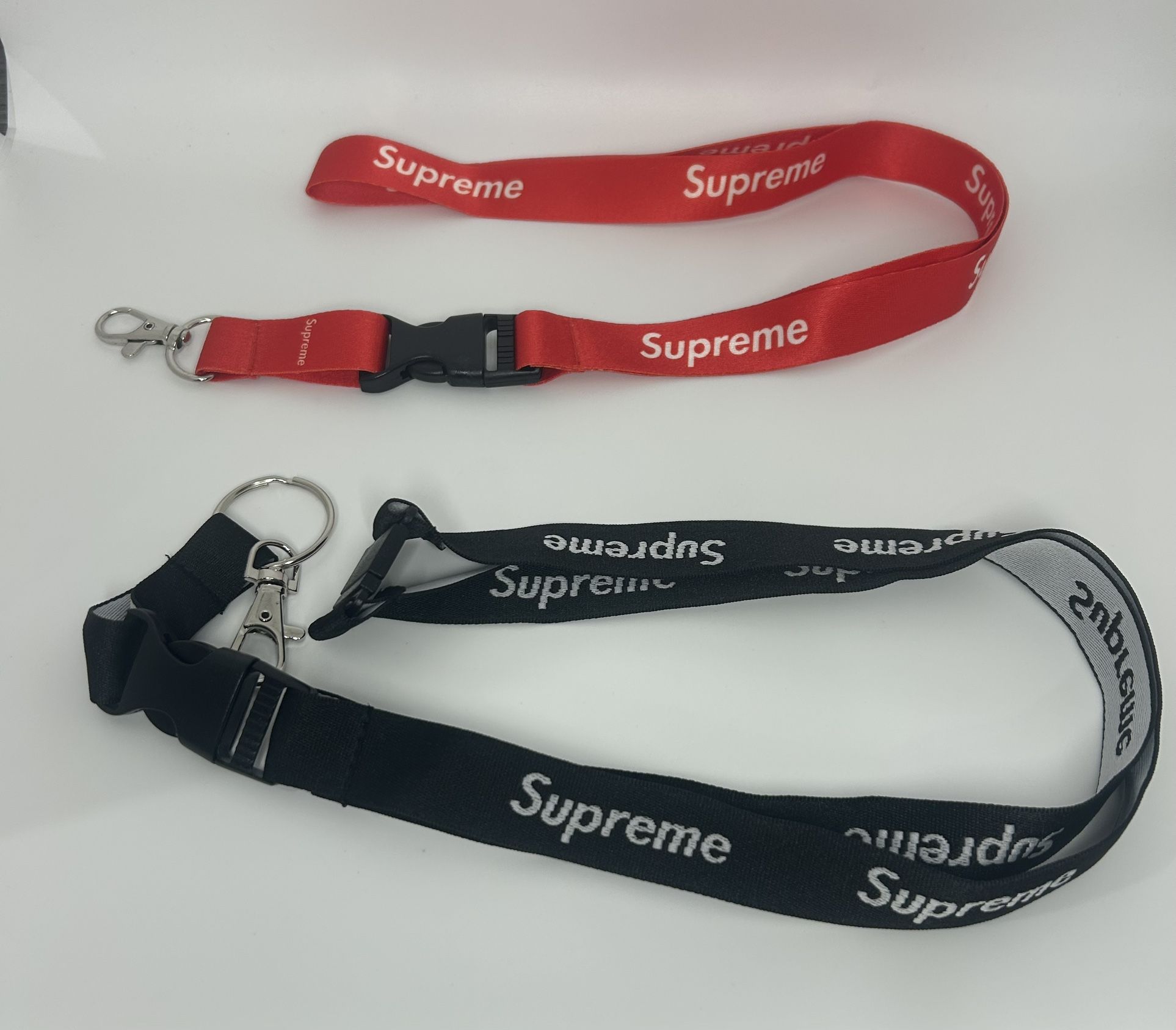 Supreme Lanyard Red + Black Set Of 2 Keychains Keyring Accessory